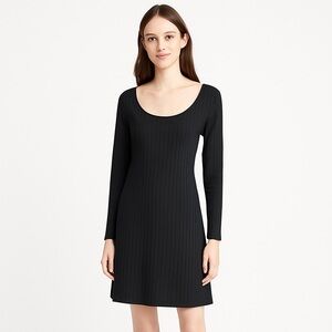 Old Navy Black Ribbed Long Sleeve Scoop Neck Bodycon Dress Size L- NWT